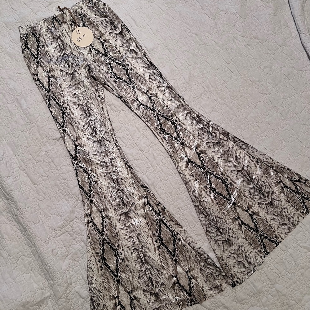 Snakeskin Flare Pants